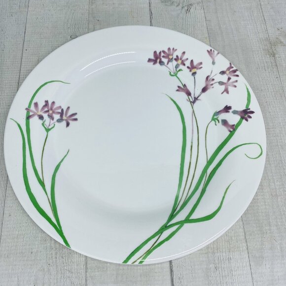Martha Stewart MTW5 Purple Pacific Wildflowers France Glass Dinner Plates Set 4 - Picture 6 of 16